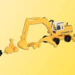 11264 Kibri H0 LIEBHERR Mobilbagger A922 mit Anbaugeräten