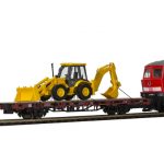 26260 Kibri H0 Niederbordwagen mit Baggerlader JCB 4CX 4x4x4, Fertigmodell **Auslauf**