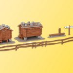 37028 Kibri N Stadel Sertig mit Zaun, 2 Stück