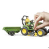21049 Bruder ohn Deere zitmaaier met aanhanger en tuinman - Afbeelding 2